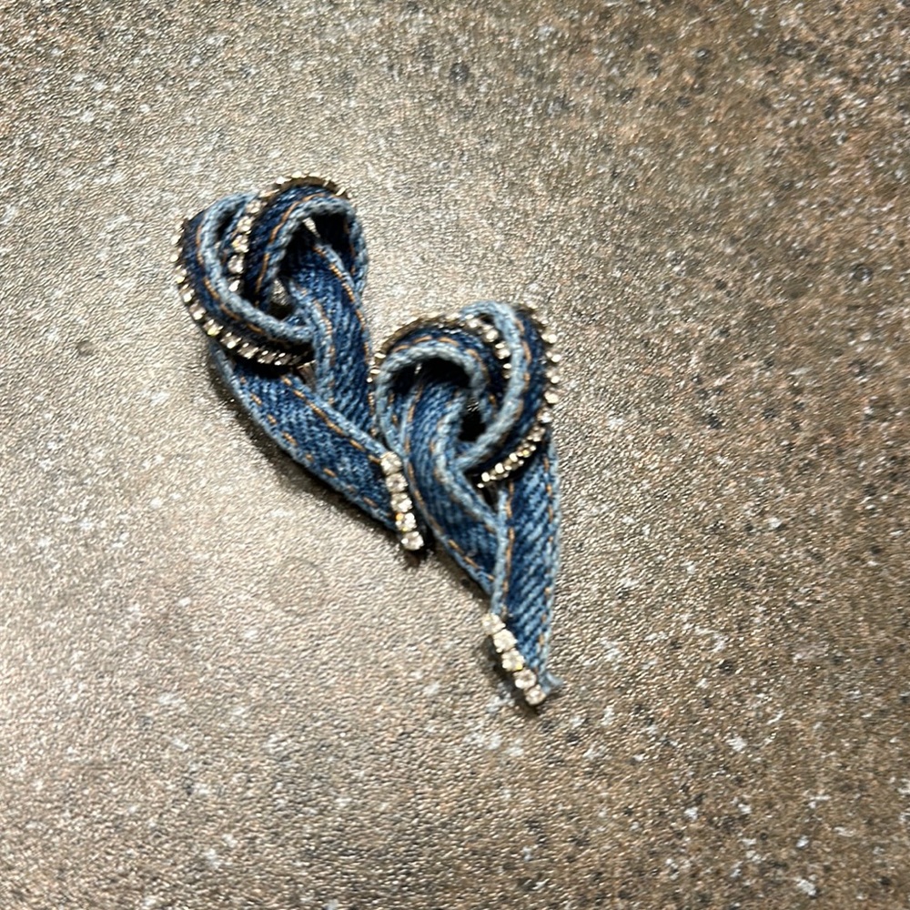 Elegant Blue Jean and Silver Knot Earrings